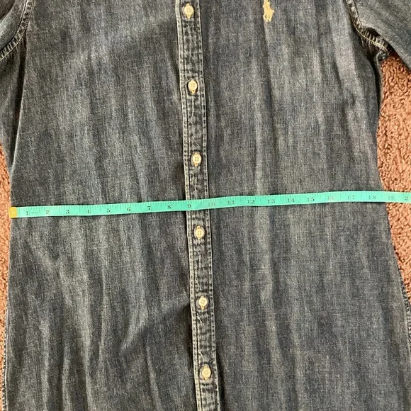 Ralph Lauren Denim Dress Long Sleeve Button Down Size L Dark Wash Blue - Picture 9 of 14